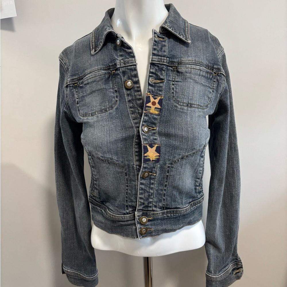 Y2K Blue Denim Jacket with Star Details